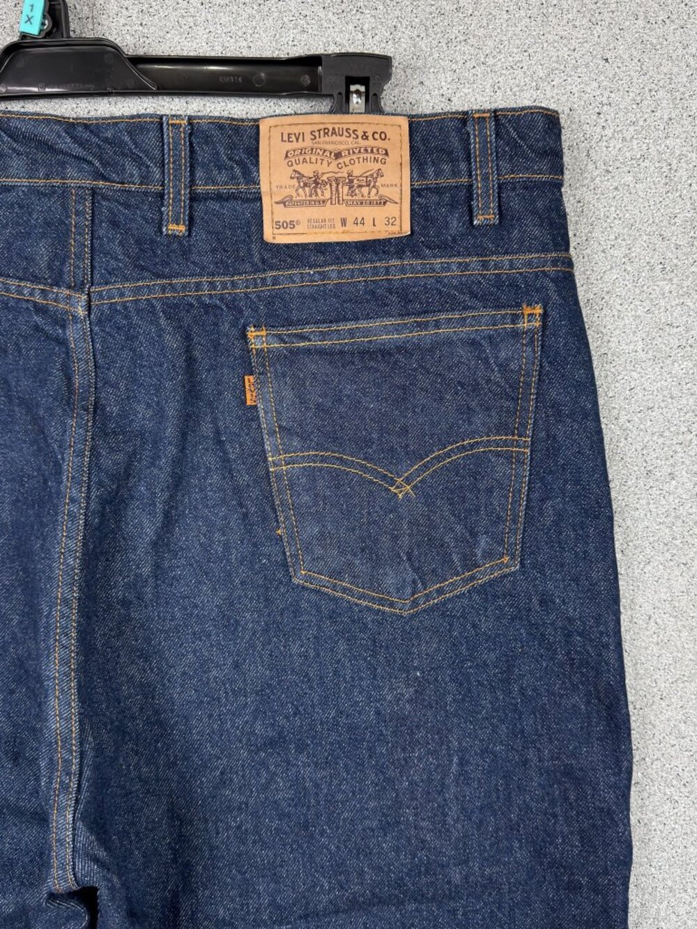 Levi's 505 Orange Tab Men's Jeans 44x32 Vintage 90s Dark Wash Work 40505-0215